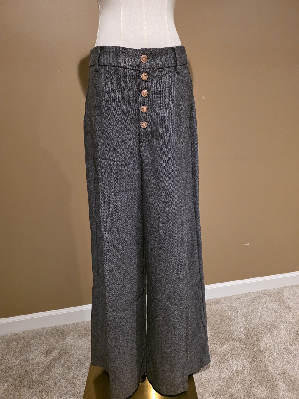 Commense High-Waisted Button-Front Wide-Leg Pants - Picture 4 of 5